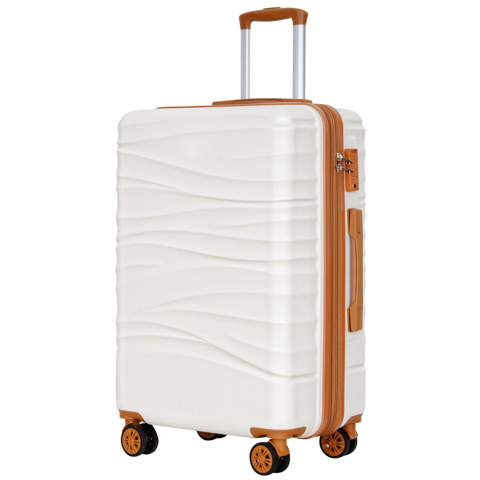 28'' Large Checked Luggage with Dual Spinner Wheels, White