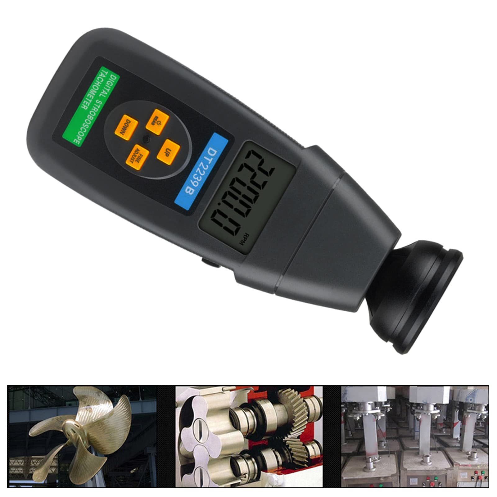 DT2240B Tacómetro sin Contacto Medidor de Velocidad Digital Preciso para Mantenimiento Industrial Material ABS