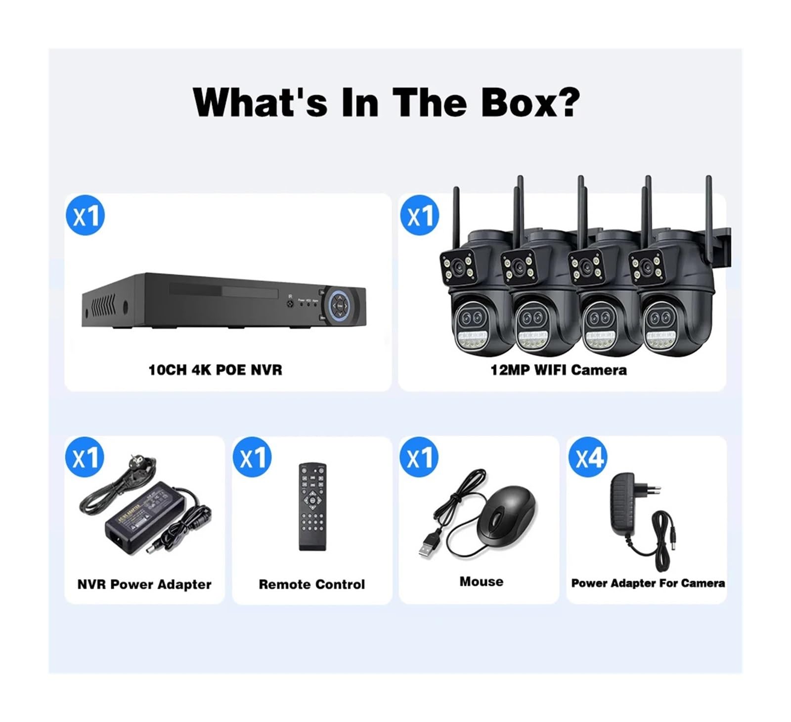 Système de vidéosurveillance Intelligent 10CH 10CH 4K POE NVR, Kit(None,4 Cameras 10CH NVR)
