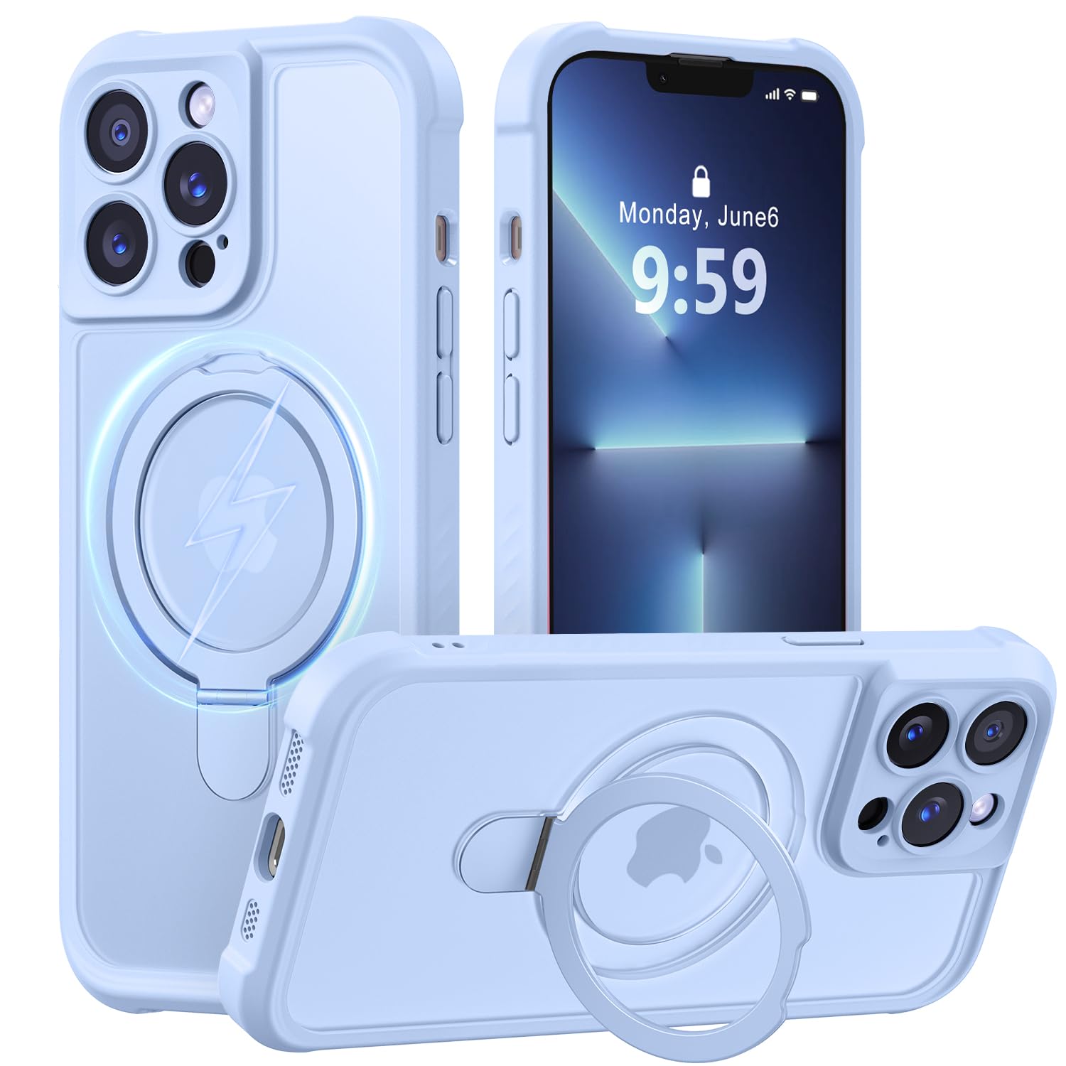 MOCCA Magnetic for iPhone 13 Pro Case with Stand,Light Blue