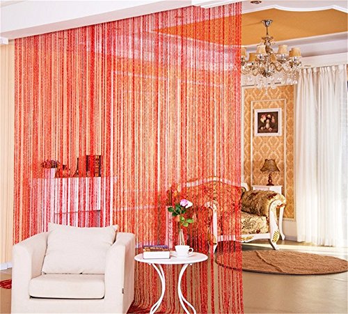 GZQ Cortina de Hilos 2 pcs Panel Cortina Cadena de la Puerta Decoración para Ventanas Divisor de Habitaciones cafeterías, 100 * 200 cm (Rojo)
