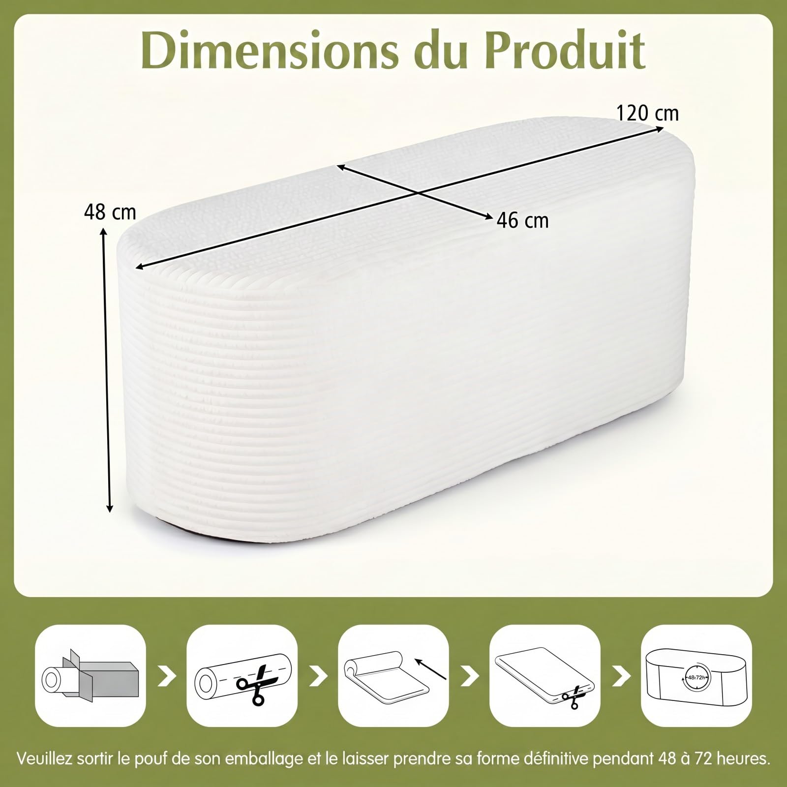SOARS Banc Bout de Lit, Tabouret Repose-Pied Rembourré en Éponge