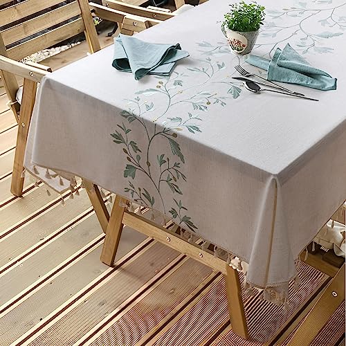 ColorBird Spring Tablecloths Rectangular, Linen-Textured Green Floral 55x102 inch Washable Kitchen Table Cloth, ft Tablecloth Burlap Table Cover for Dinning DinnerTable Picnic Party by ColorBird - Used condition - Image 7