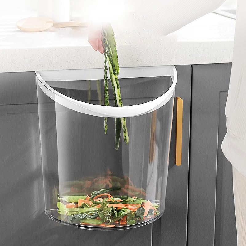 Kitchen Compost Bin, Hanging Small Trash Can, Punch Freely Fashionable Compost Bucket, Space Saving Wall Mounted Waste Bin Kitchen Compost Bin for Under Sink