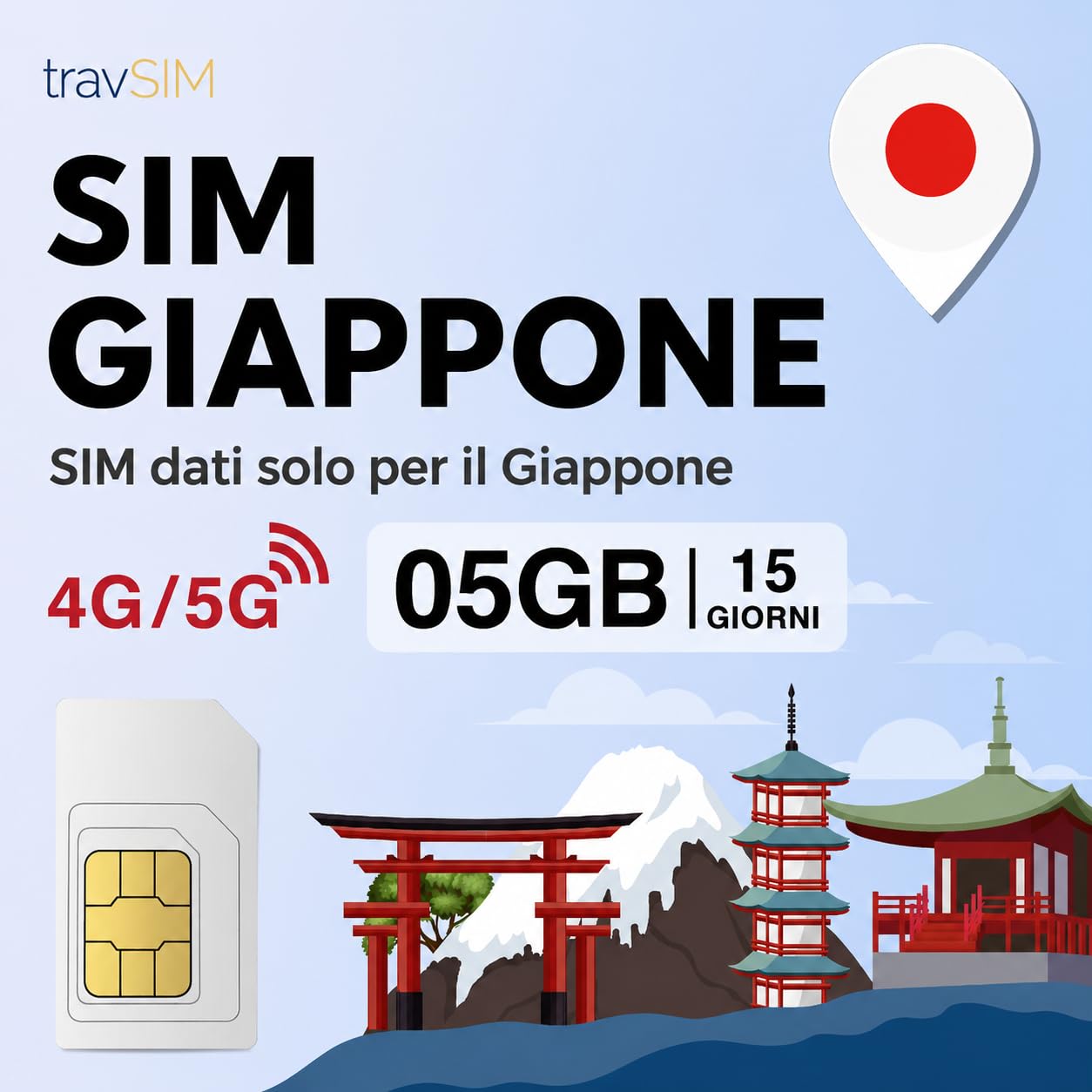 SIM giapponese con 25 GB di dati ad alta velocità 5G/4G | SIM giapponese valida 30 giorni per rimanere sempre connessi | Nessun costo di roaming | Attivazione rapida e funzionalità hotspot | travSIM