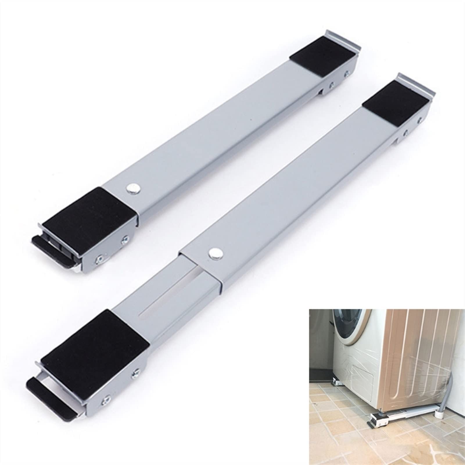 Lavadora Extensible Refrigerador Soporte de Base móvil Soporte Ajustable Carro móvil Multifuncional Bastidores de Montaje Fijo para lavadoras, refrigeradores, secadoras, lavavajillas (Blanco
