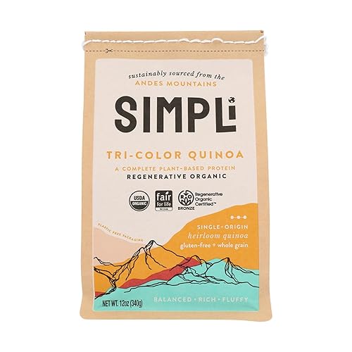 SIMPLi ROC 100 quinua tricolor peruana 12 onzas Kosher sin gluten grano entero comercio directo de origen ético menos amarga mezcla de variedades