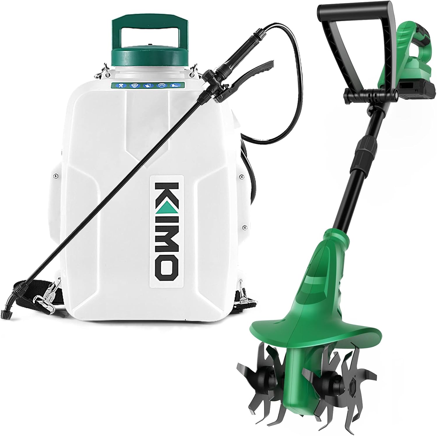 KIMO 3 Gallon Garden Sprayer+Cordless Tiller Cultivator