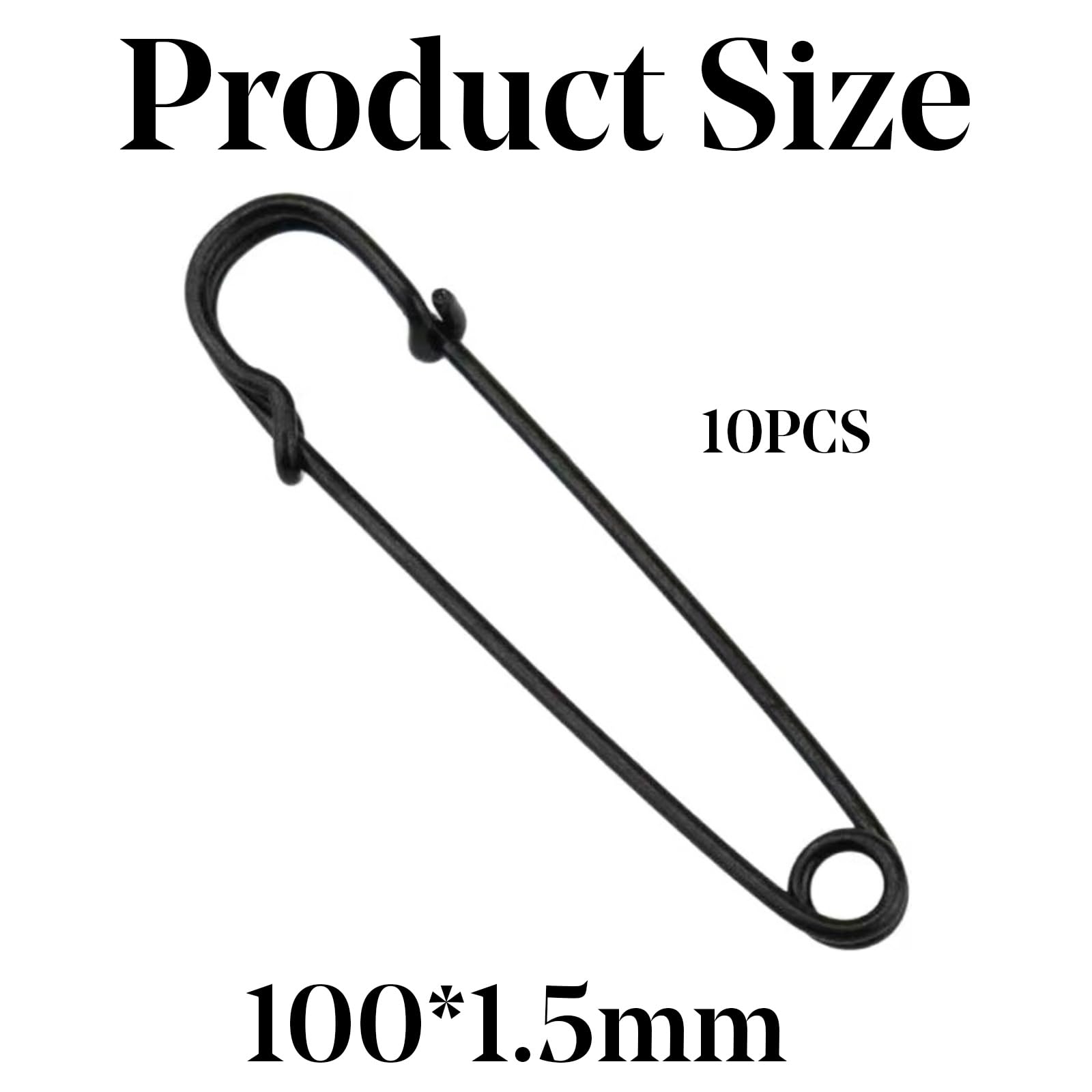 FF34 10Pcs 4 inch 10cm Extra Large Safety Pins Metal Heavy Duty Blanket Pins for Jewelry Crafts (Black), 4 inch x 0.59 inch - Image 2