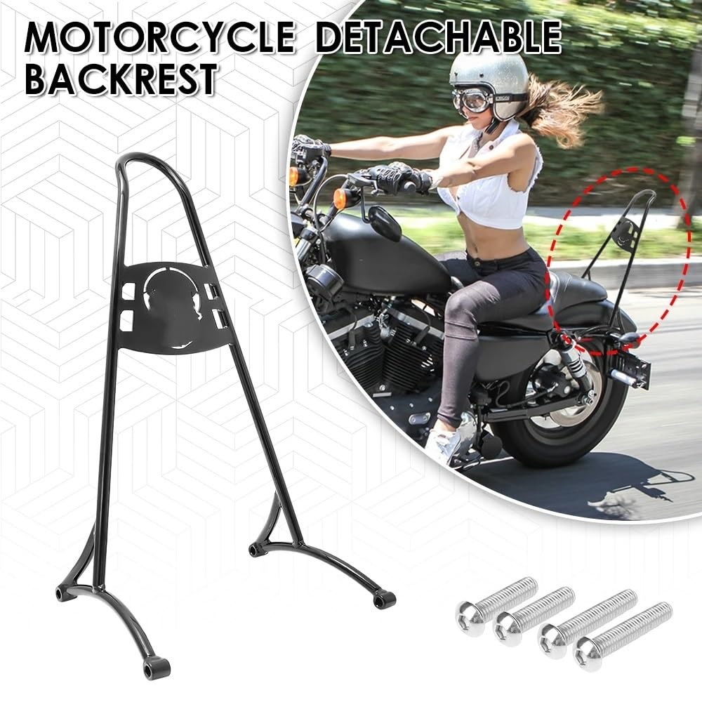 drążek Sissy z bagażnikiem Pasuje do Harley Sportster Iron Low 883 1200 XL Roadster 2004-23 "wysokie oparcie pasażera Sissy Bar(Chrome)