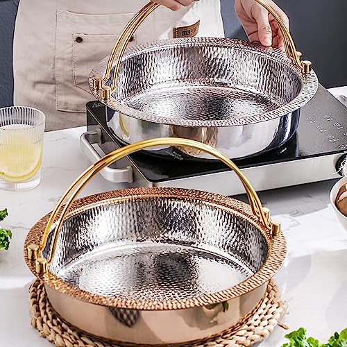IUokLU Japanese Sukiyaki Pot 304 Stainless Steel Hot Pot Shabu Shabu Pan 22/24/26/28/30cm Hotpot Compatible with Induction Gas Stove for Noodles Ramen Snacks Dumplings (Gold 20cm) - Image 5
