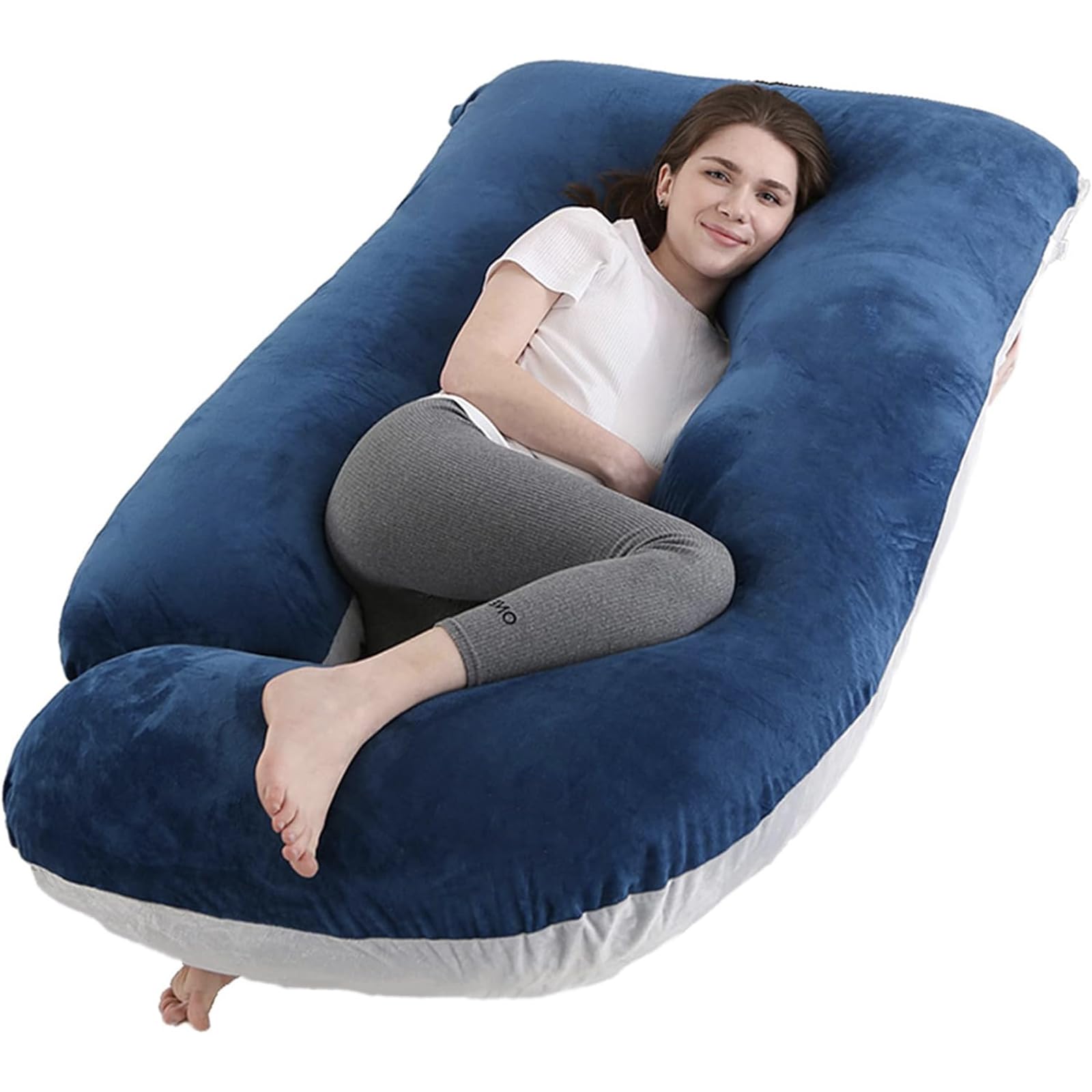 Pregnancy Pillows, 180cm Long Maternity Pillows, U-Shape Full Body Pillow, Cooling Cover Blue&Grey, Pregnancy Pillows for Sleeping, Body Pillows, Maternity Pillow - Blue&Grey
