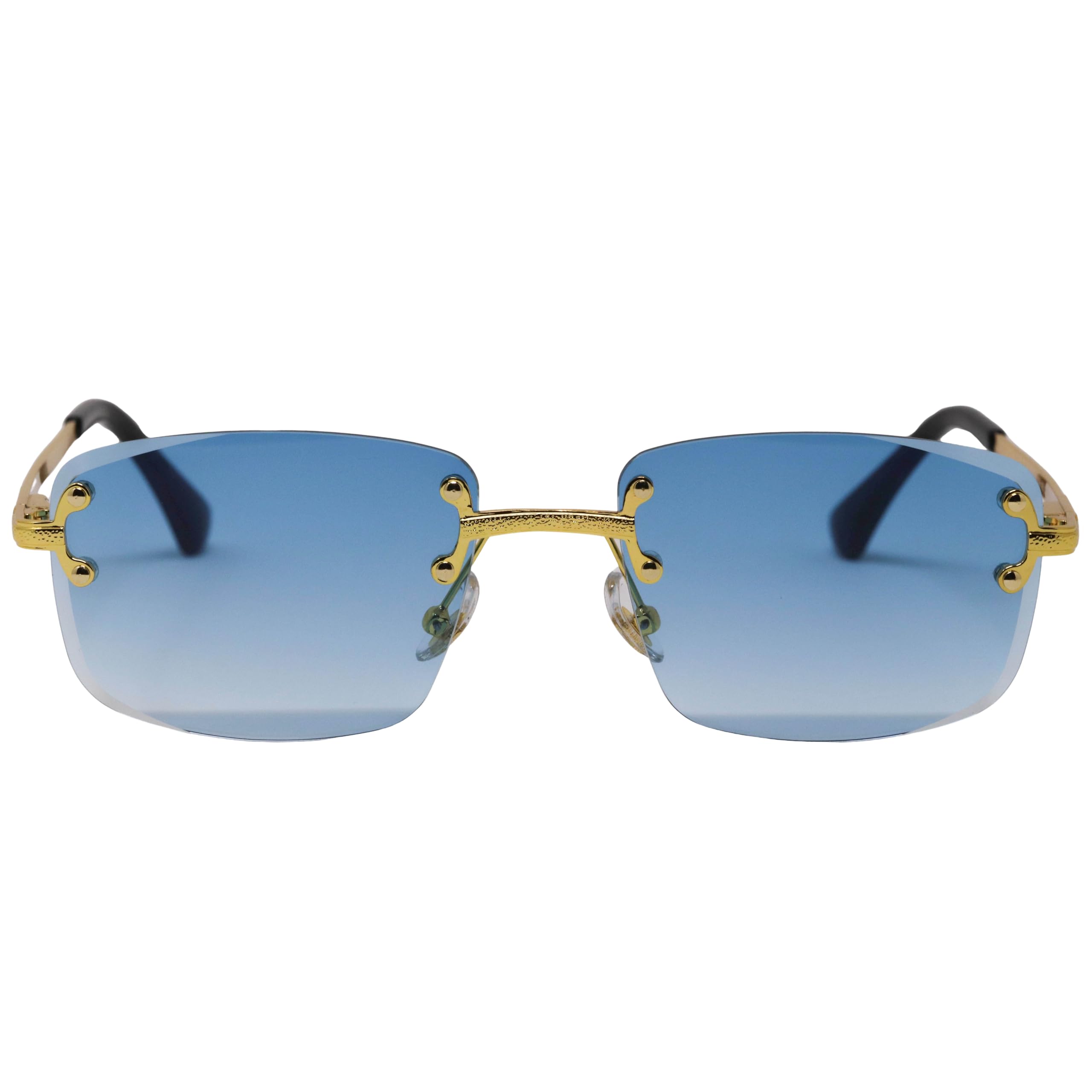 Gafas rectangulares retro sin montura con marco de alambre de metal cuadrado vintage, estilo hip hop sin marco para hombres y mujeres