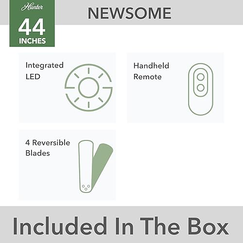 Miniatura 10 de Hunter 59244 Dempsey Ventilador de techo con luz y mando a distancia perfil bajo color blanco fresco 44 pulgadas