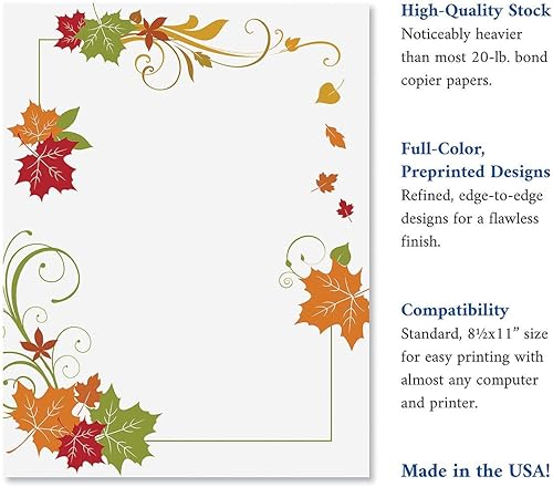 Miniatura 4 de Current Papelería temática de otoño con hojas florecientes de otoño, para vacaciones, cartas de Acción de Gracias, notas escritas a mano, 25 hojas,