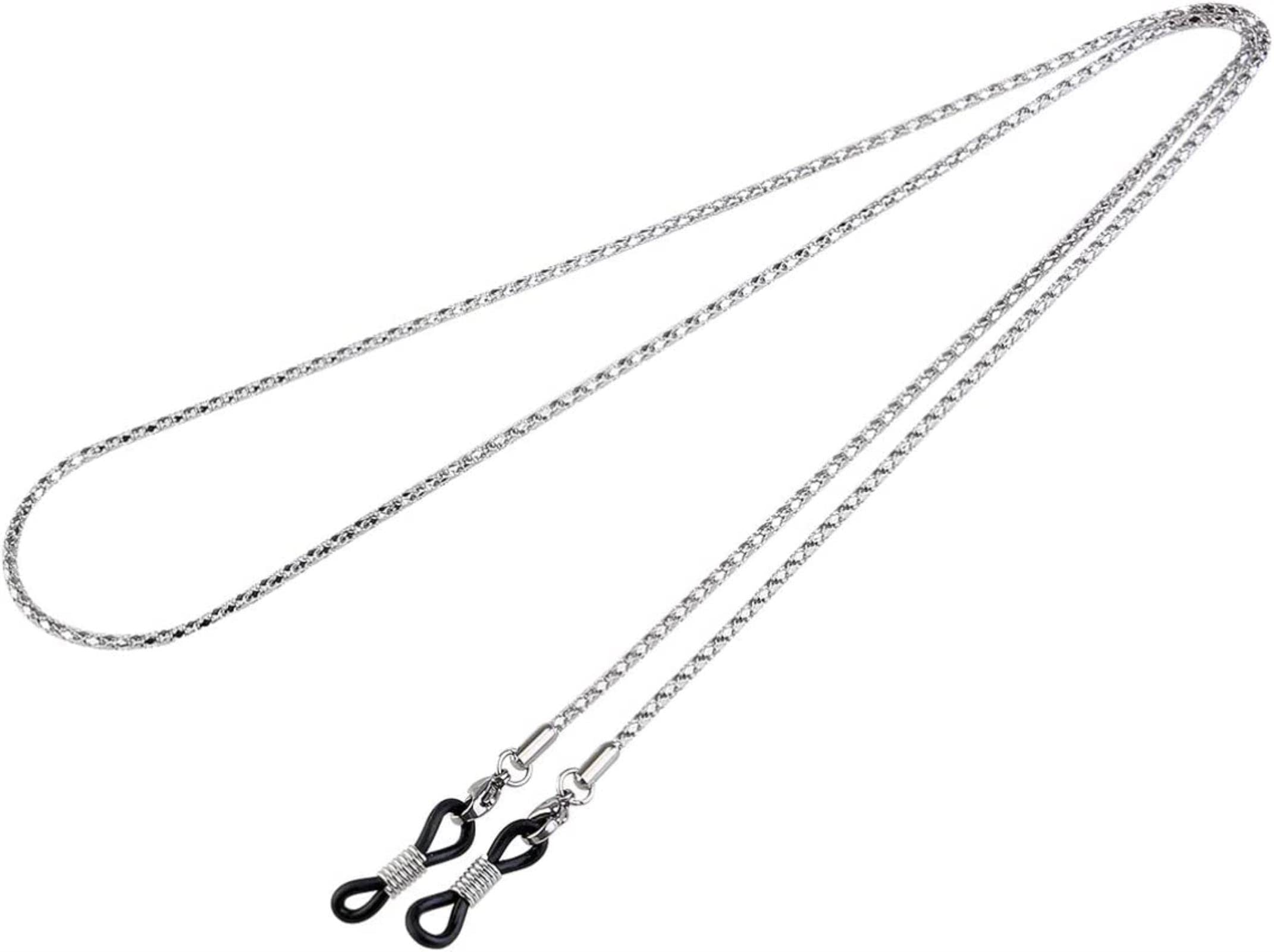KLXSIVU Eyeglass Chains Adjustable Eyeglasses Stholder Straps Cord Chain Anti- Lost Glasses Eyewear Retainer Rope Face Lanyard For Black
