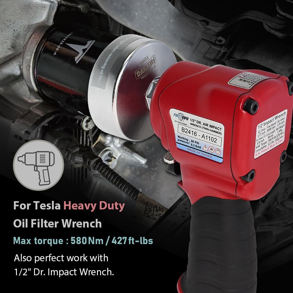 FIRSTINFO 1/2" Drive 63.8mm 14-Flute Oil Filter Wrench for Tesla