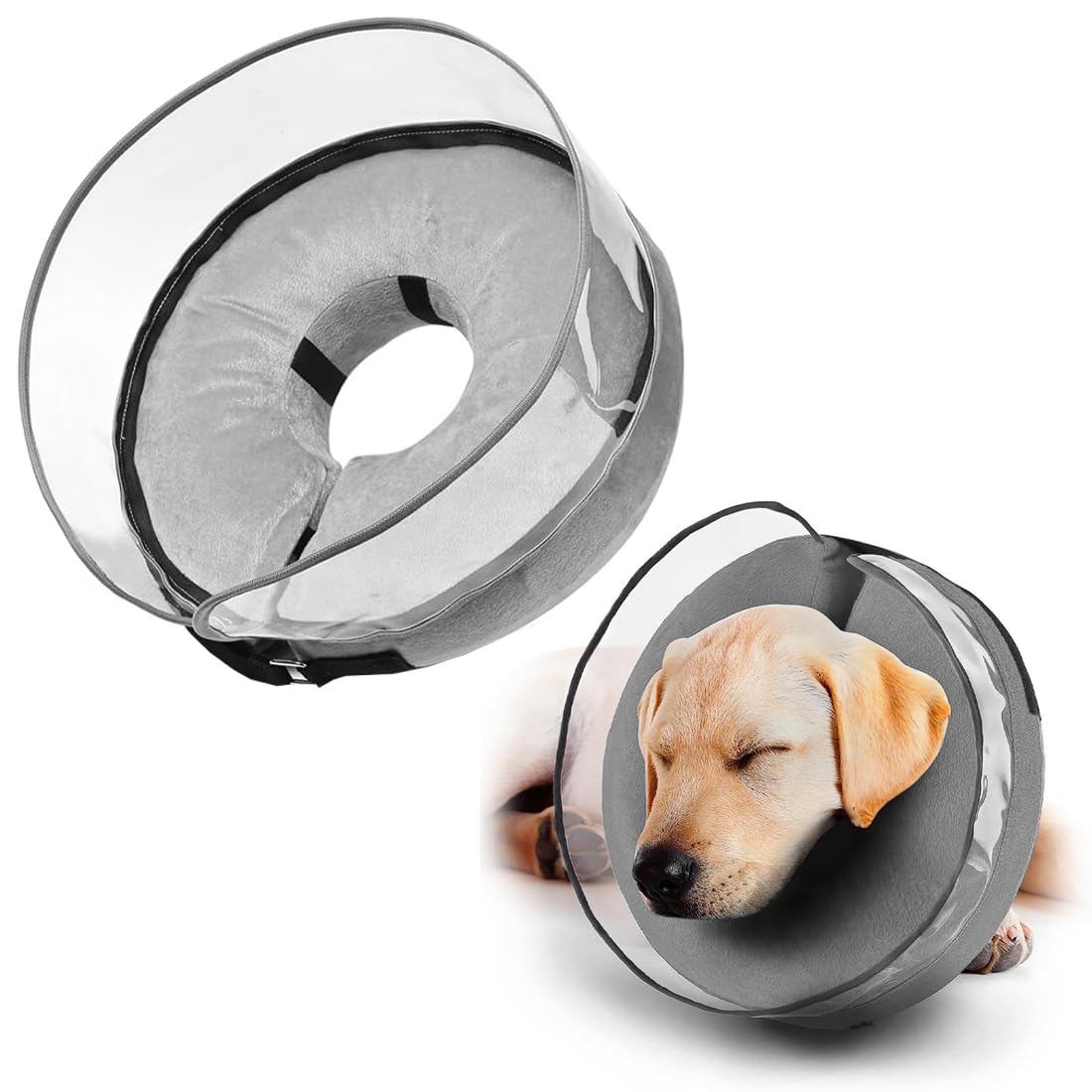 NHQZ Collerette Gonflable avec Entonnoir de Protection Anti-Léchage pour Chiens Collier Lune Adapté aux Chiens de Plus de 5 kg