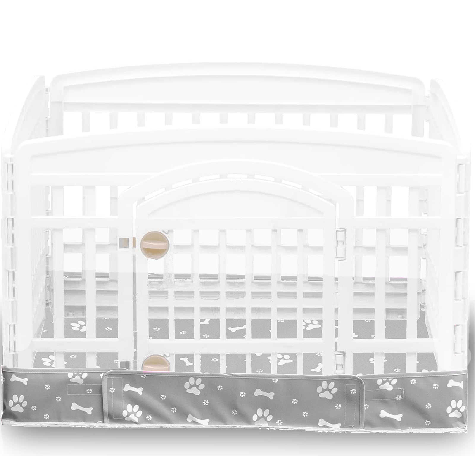 Dog Playpen Bottom Pad Fits for 36 Inch 4 Panels Exercise Pet Playpen, Dog Crate Pad Puppy Playpen Pad, Hoop and Loop Design (Note: Playpen Not Included). -Gray