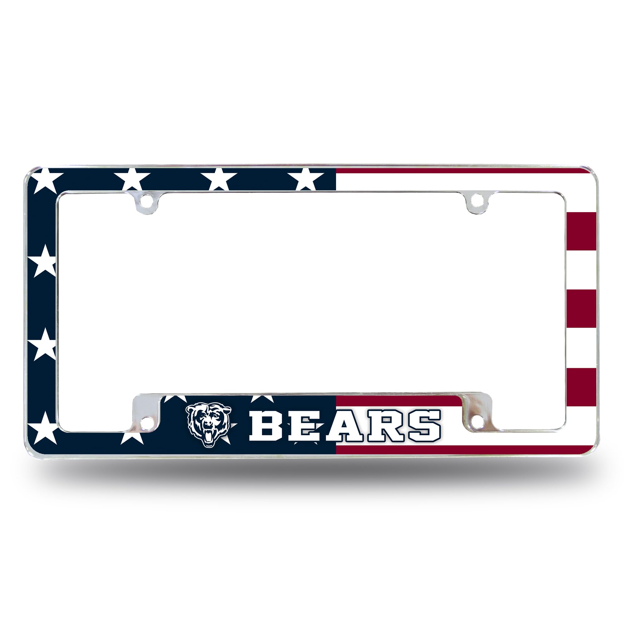 Rico Industries NFL Football Chicago Bears 12" x 6" Chrome All Over Automotive License Plate Frame for Car/Truck/SUV
