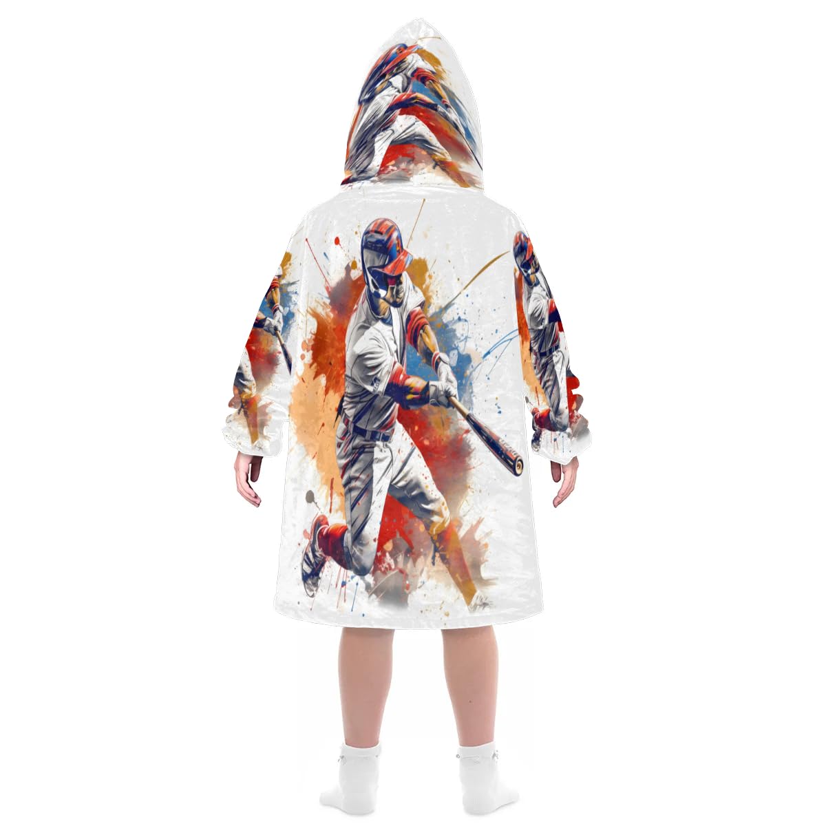 Kids Blanket Hoodie Sports Player Wearable Blanket Hoodie Oversized Hooded Blanket, Sweatshirt Blanket with Pockets Soft Warm Kids Hooded Blanket for Girls, Boys