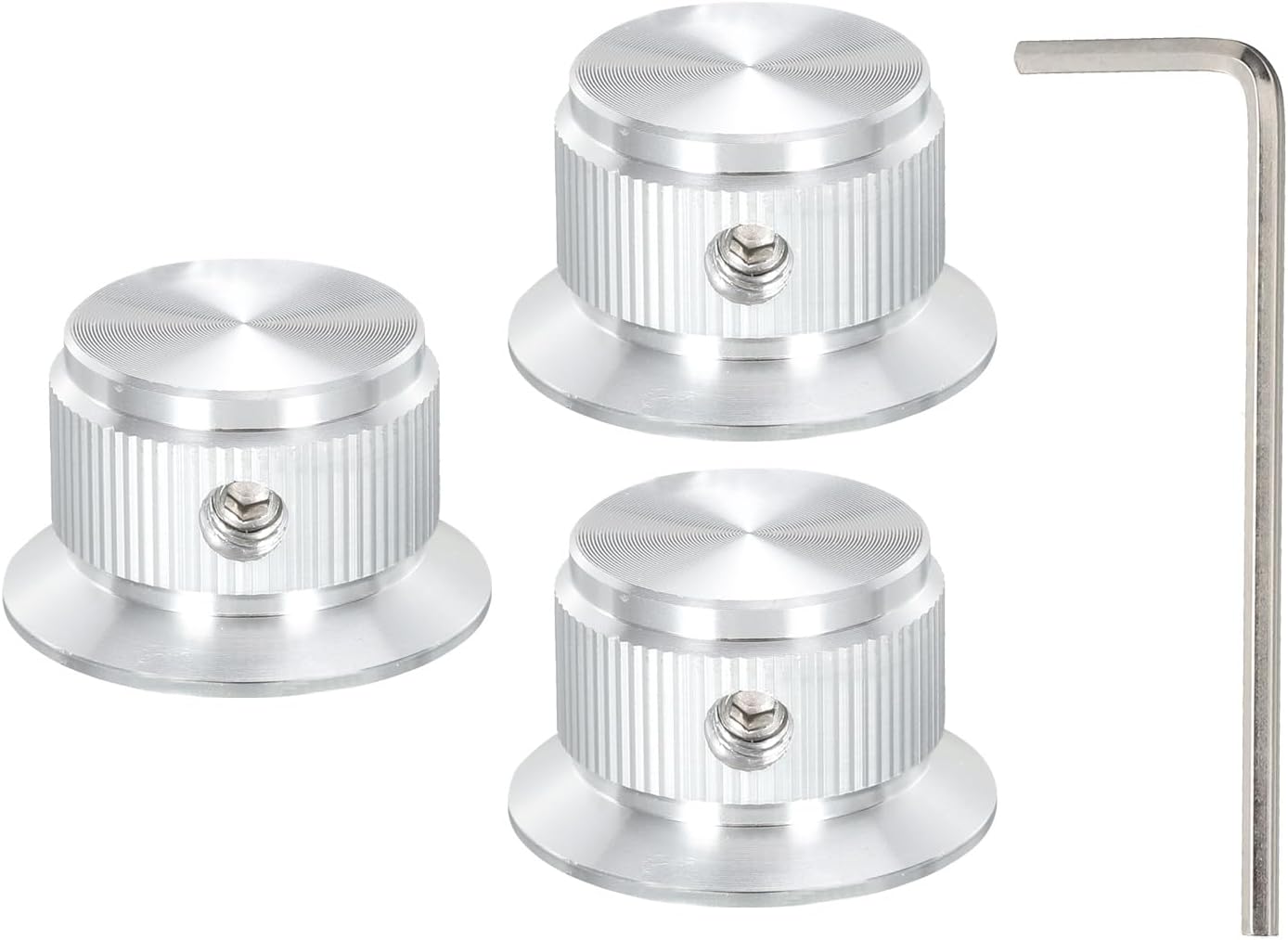 uxcell Potentiometer Knob Aluminum Guitar Control Knob with 1 Shaft Unwrench for Guitar Bass Audio Power Amplifier Volume Control 24mm Diameter Silver 3pcs