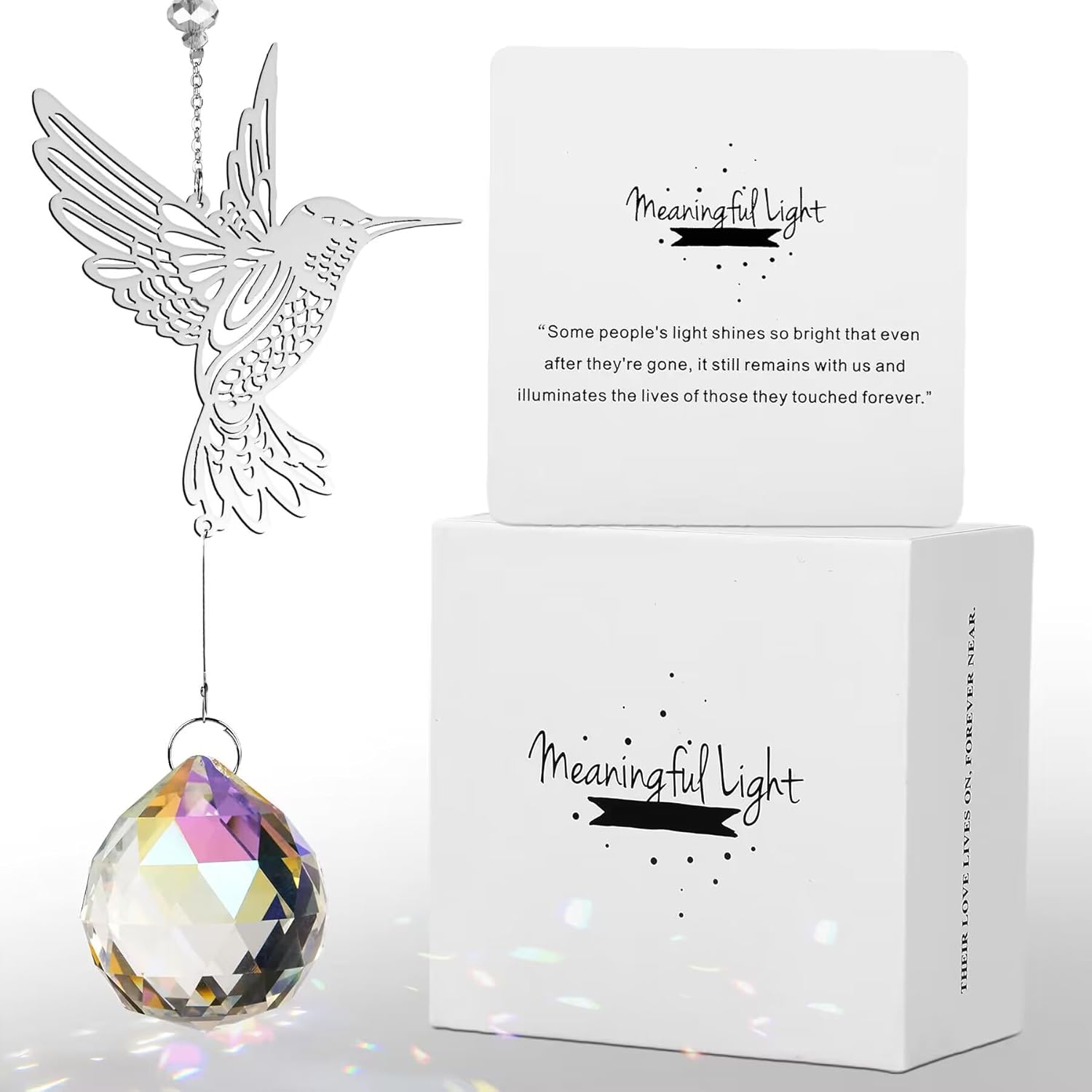 Modern Memorial Bereavement Gifts - 40mm Crystal Ball Suncatcher, Rainbow Sympathy Gift for Loss of Loved One, Unique Funeral Ideas for Mom, Dad, Husband, Son