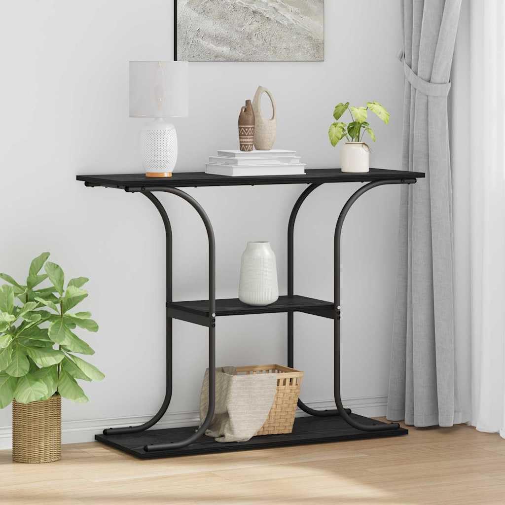 SXZenSpace Industrial Console Table Black Oak 101 x 35 80.5 cm Engineered Wood Modern Hallway Slim Side for Living Room Corridor and Bedroom