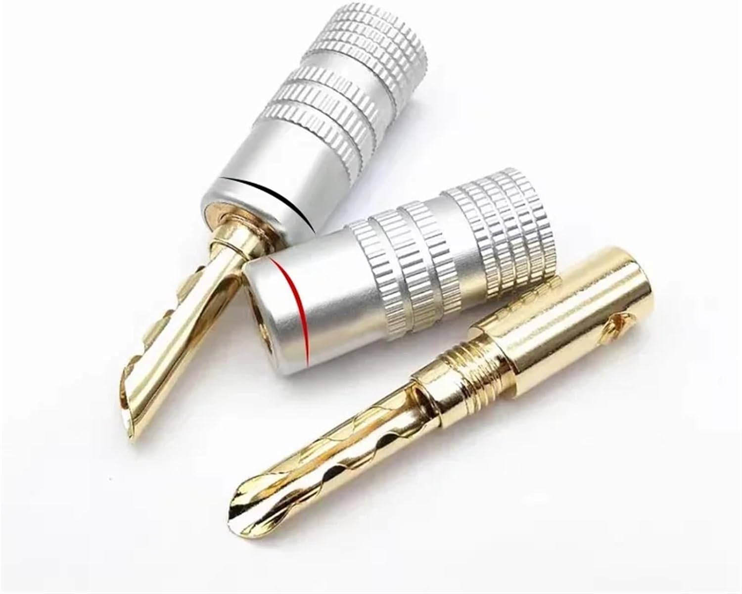 10/40/200PCS Pure Copper Gold Plated 4mm Banana Connector for Audio Video Speaker Cable Terminal Connectors Adapter(40PCS (20pairs))