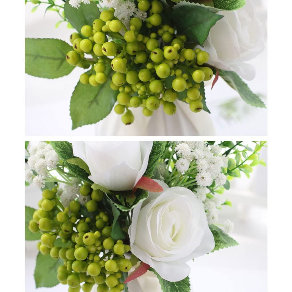 Künstliche Blumen Hortensie/Beere Künstliche Blumen mit Keramik Vase for Braut Hochzeit gefälschte Blumen Set Home Wohnzimmerdekoration Künstliche Blumen wie Echt (Color : D)