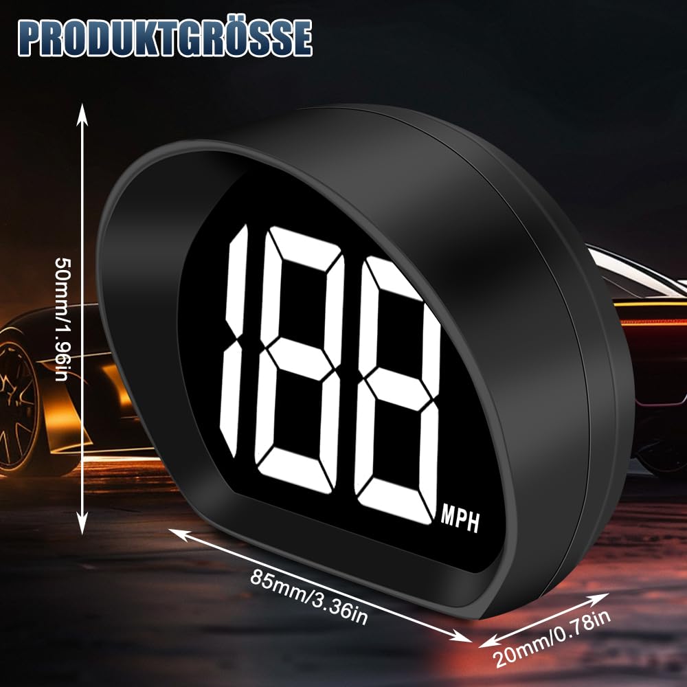 Speedometro digitale, GPS tacho HUD Digital Car Speedometro LED, grande indicatore di carattere, alimentato tramite USB, chip dual mode per tutti i veicoli di collegamento (bianco MPH)