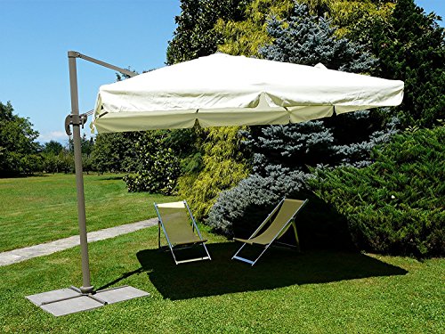 Image of Invezo Outdoor Garden Patio Umbrella (360 degree rotating feature with Base) 8.2 x 8.2 sq ft Terrace /Balcony /Lawn Heavy Duty Shed (White)