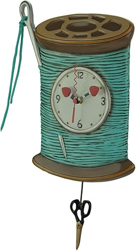 Allen Designs Reloj de pared con péndulo de costura caprichosa "Needle & Thread"