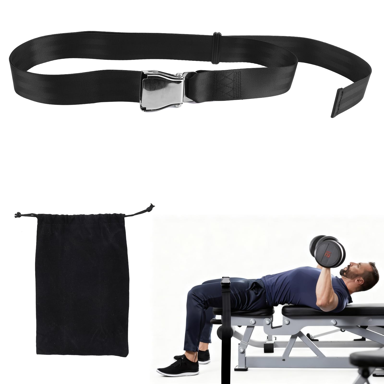 Nordic Hamstring Curl Strap, Polyester Premium Durable Nordic Curl Bench Belt Practical Home Gym Workout Accessories Suitable for Women Men (Black)
