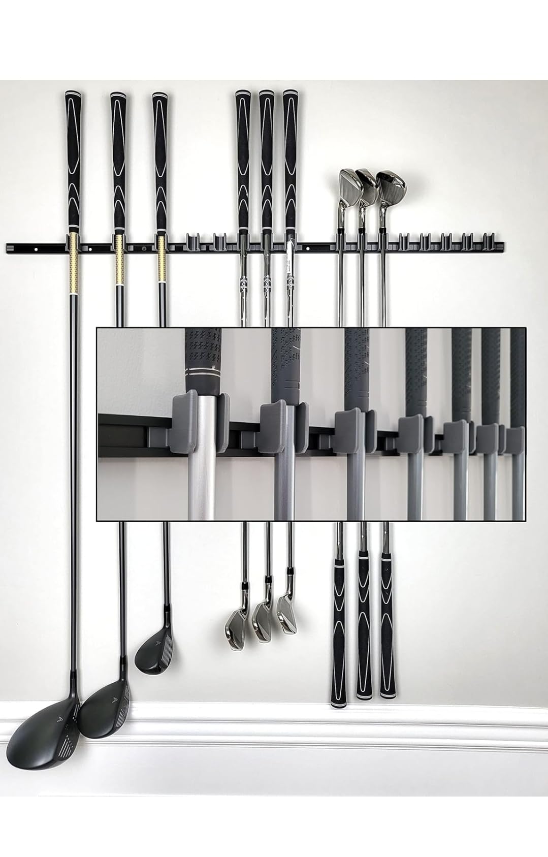 Generic 10 Golfschlägerhalter auf 61 cm großem Regal, Wandaufhänger, Regal, Halterung, Organizer (Club Grip Up)