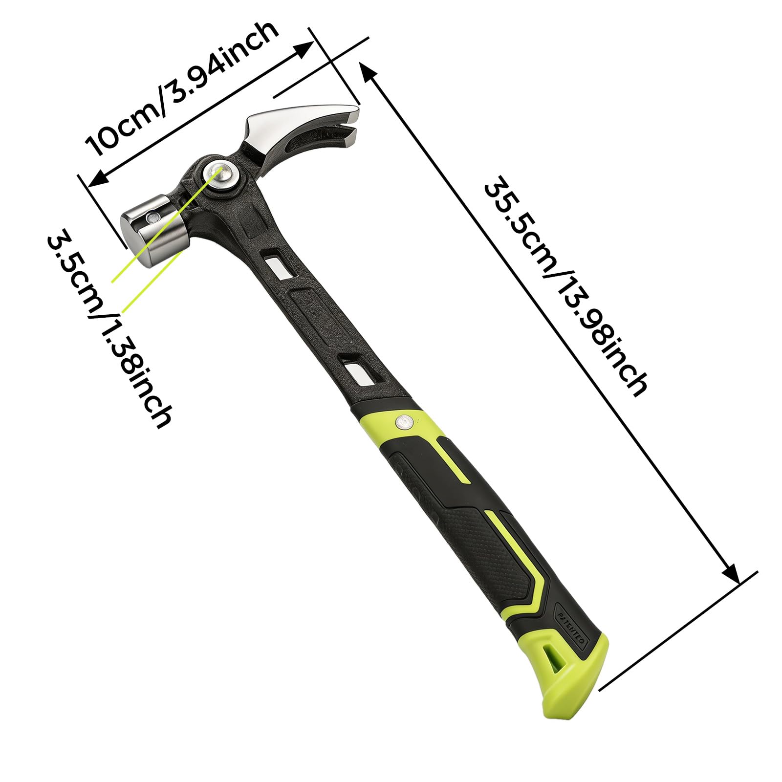 Qivine Martillo Carpintero con Soporte Magnético para Clavos, Martillo de Techador de Acero, Martillo Encofrador con Mango Antivibraciones, para Bricolaje, Reparaciones en el Hogar, Carpintería