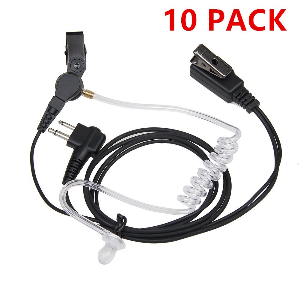 CarooAdvance Nipple Covert Acoustic Tube Bodyguard FBI Ear Piece Headset Mic PTT for Motorola walkie Talkie 2 Way Radio 2pin Cp200 Rdm2070d Cp185,10 Pack