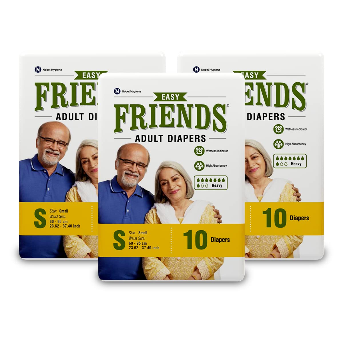 Friends Easy Adult Diapers Tape Style - 30 Count (Small) with odour lock, Unisex, Leakproof, Wetness Indicator and Anti-Bacterial Absorbent Core- Waist Size 22.44-39.37 inch; 57-100 cm-image-26