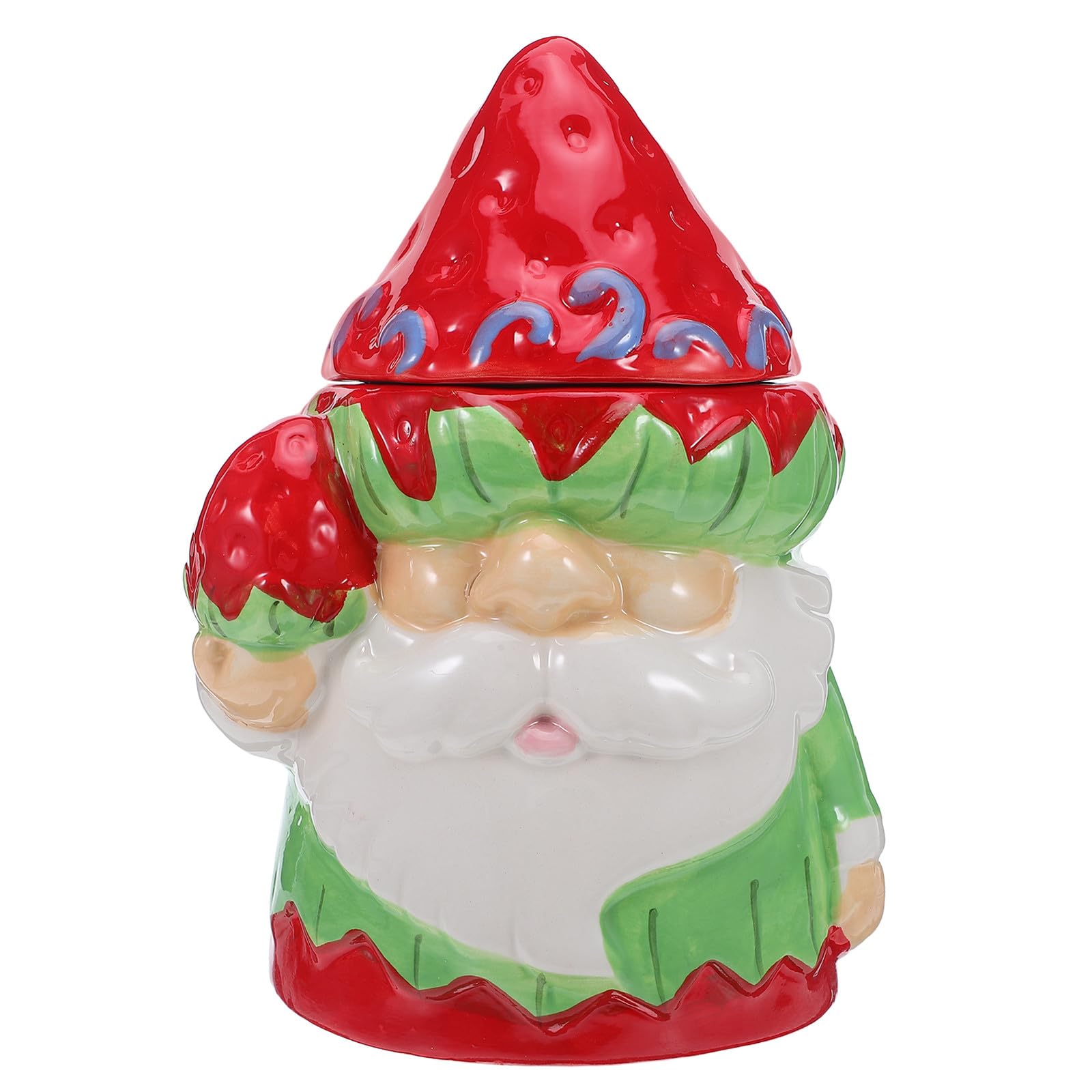 Uonlytech Pot à biscuits Père Noël : boîte à bonbons en céramique de Noël - boîte à biscuits avec couvercle - support à collation de - bol à friandises en porcelaine avec couvercle pour