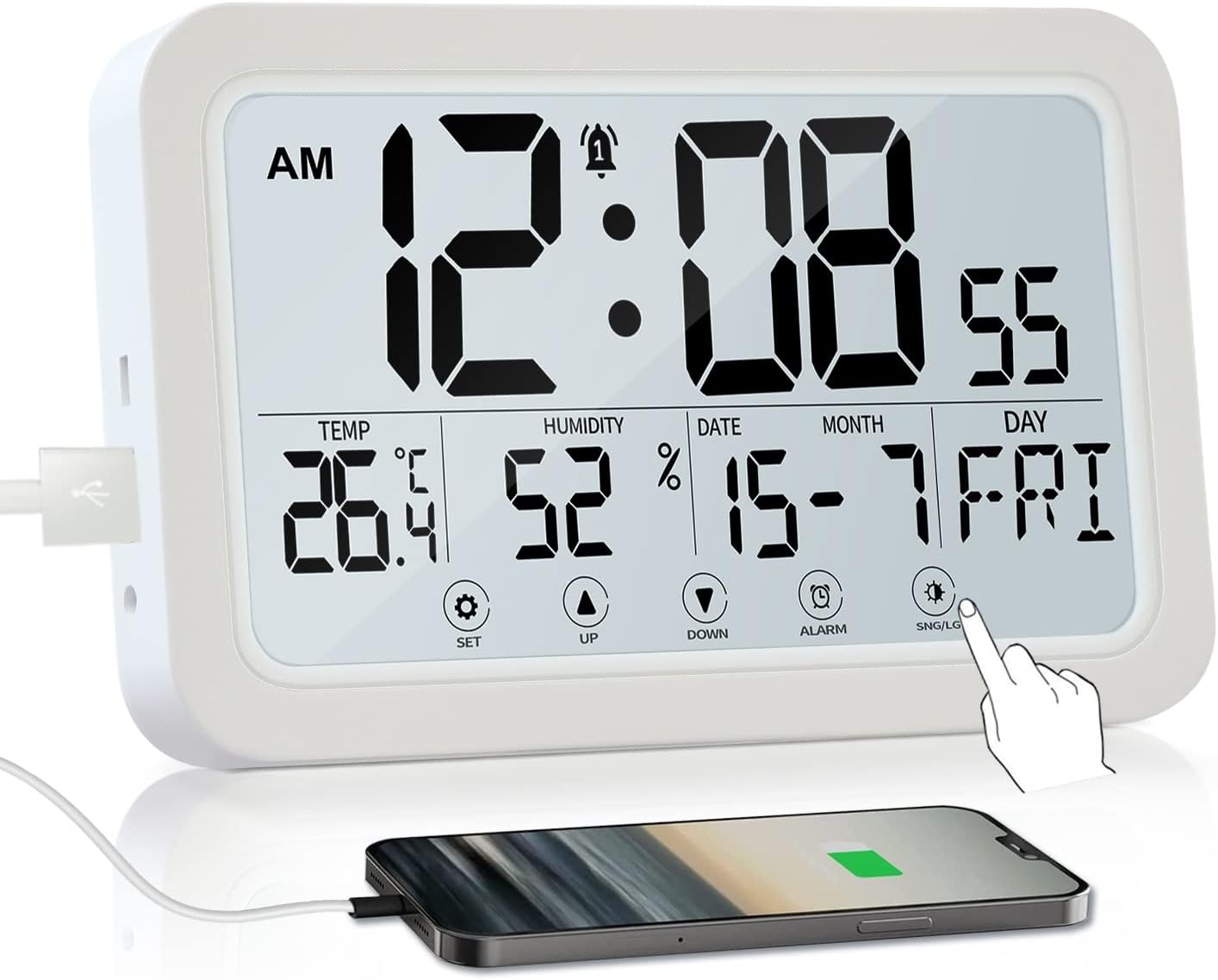 QUIGO Digital Alarm Clock Bedside Clock Digital Wall Clock Desk Clock