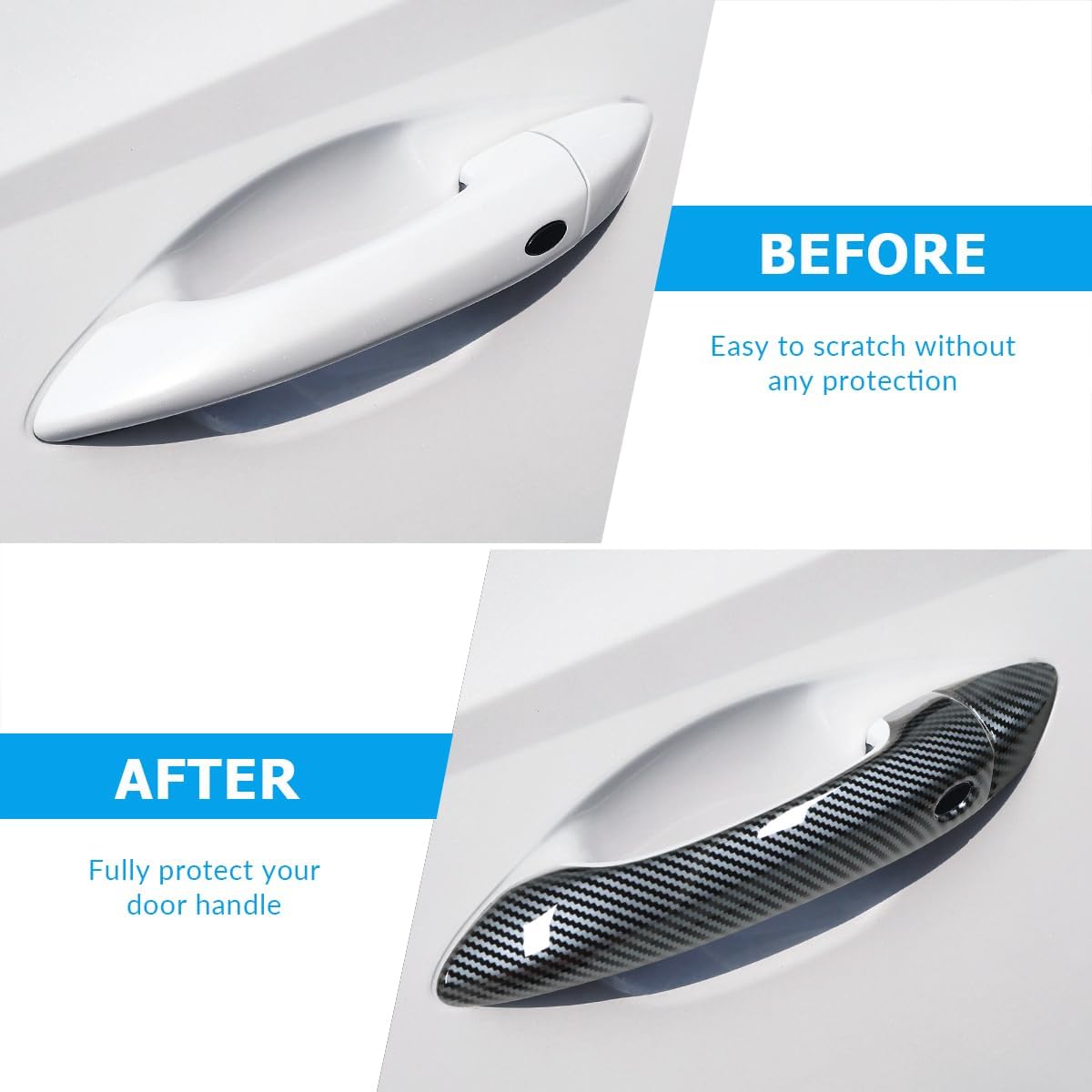 Exterior Door Handle Cover Compatible for 2022 2023 2024 Hyundai Tucson Accessories Door Handle Protector Trim with 2 Hole for Auto Lock Sensors (Carbon Fiber Pattern)