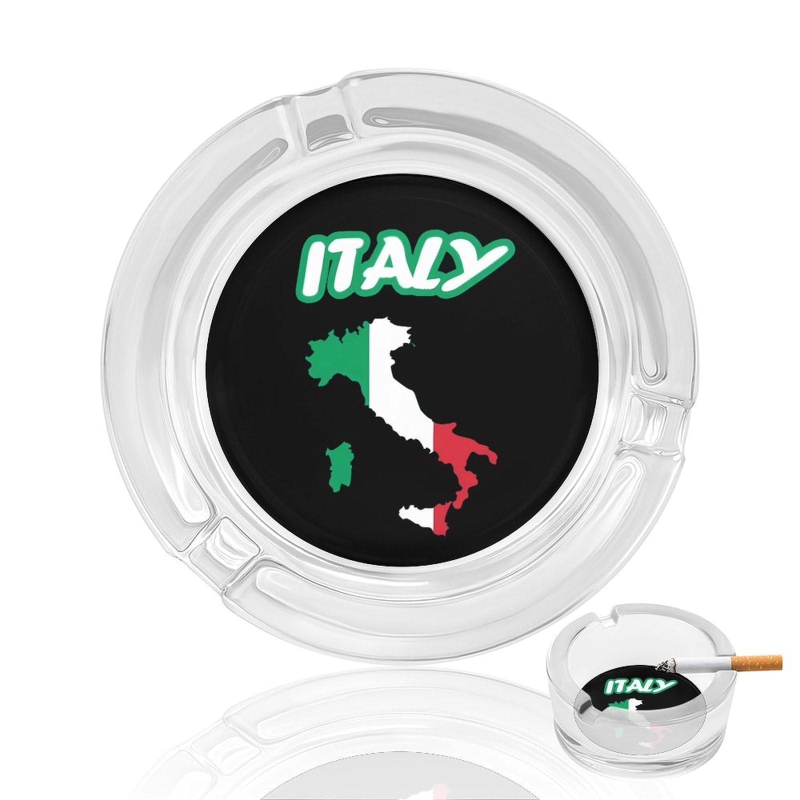 Nclqvjxzkhw Style Italy Map Italian Flag Glass Ashtray Round Ash Tray Smoking Trays For Home Garden Outdoor