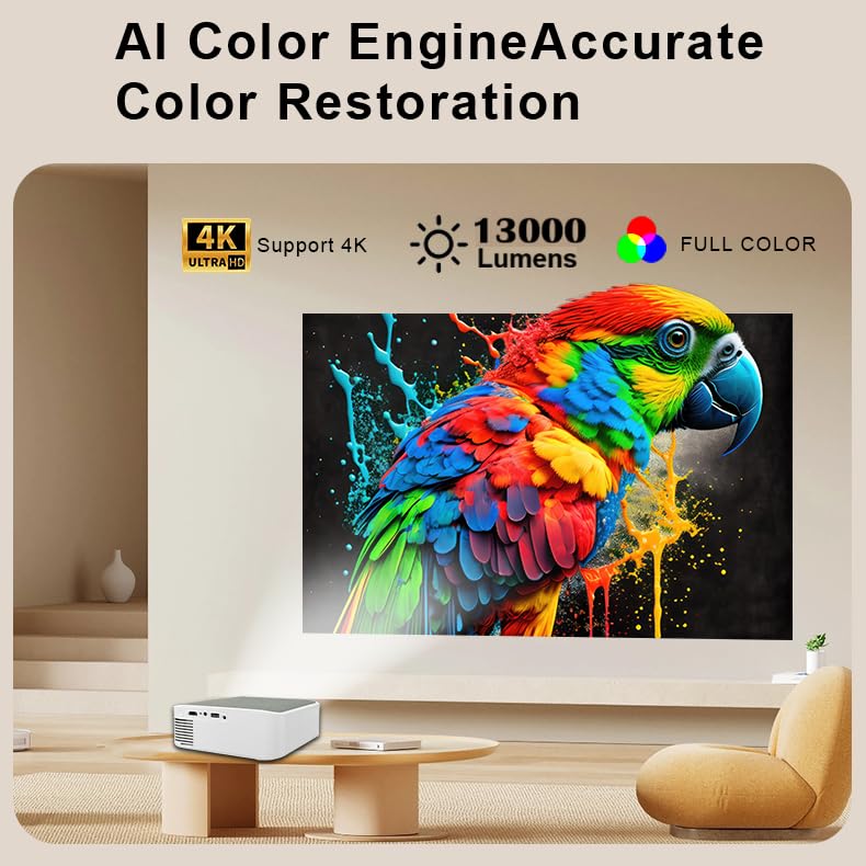 Image of AUN MAHAA Smart Projector 4K Ultra HD, 14000 Lumen, 1080p Native, Android 11, Wi-Fi, Supports Net - Flix, YouTube, Prime, Hotstar & More, Electric Focus, HDMI, High Brightness AUN Projector for Room