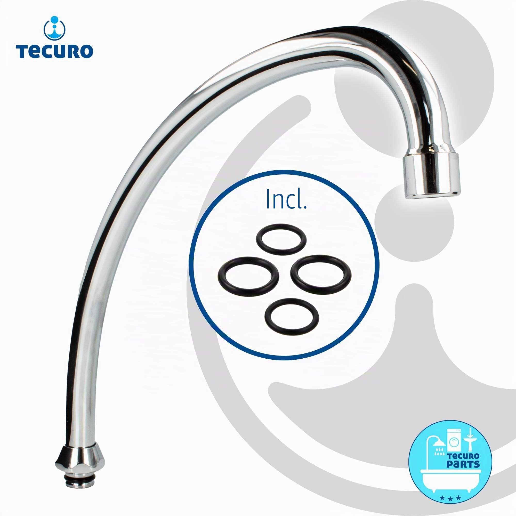 tecuro Caño universal HU para grifos de pie y pared, 130 mm de longitud, con boquilla mezcladora M22 de acero inoxidable cromado