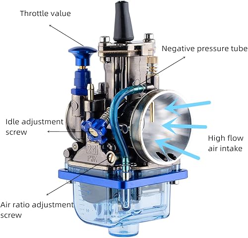 Miniatura 2 de PWK - Carburador universal de 0.945 in para motocicleta de 50 cc a 125 cc de carreras de motos, cuatrimotos, motocross, Go Kart, scooters todoterreno