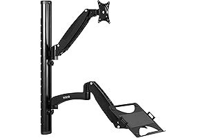 VIVO Single Laptop Wall Mount Articulating Swing Arm up to 27" Standing Workstation Counterbalance Monitor