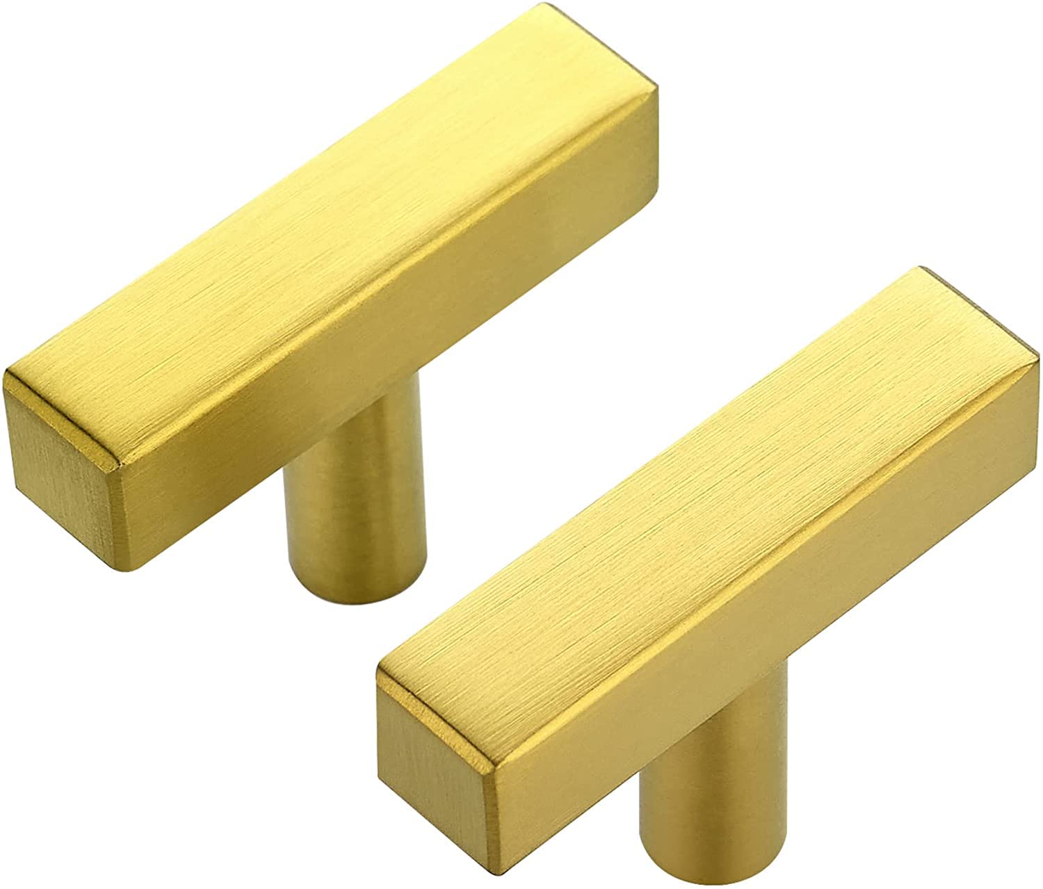 10 Pack Gold T Bar Knobs 2 Inch Square