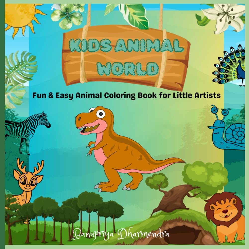 KIDS ANIMAL WORLD: Fun & Easy Animal coloring Book for Little Artist