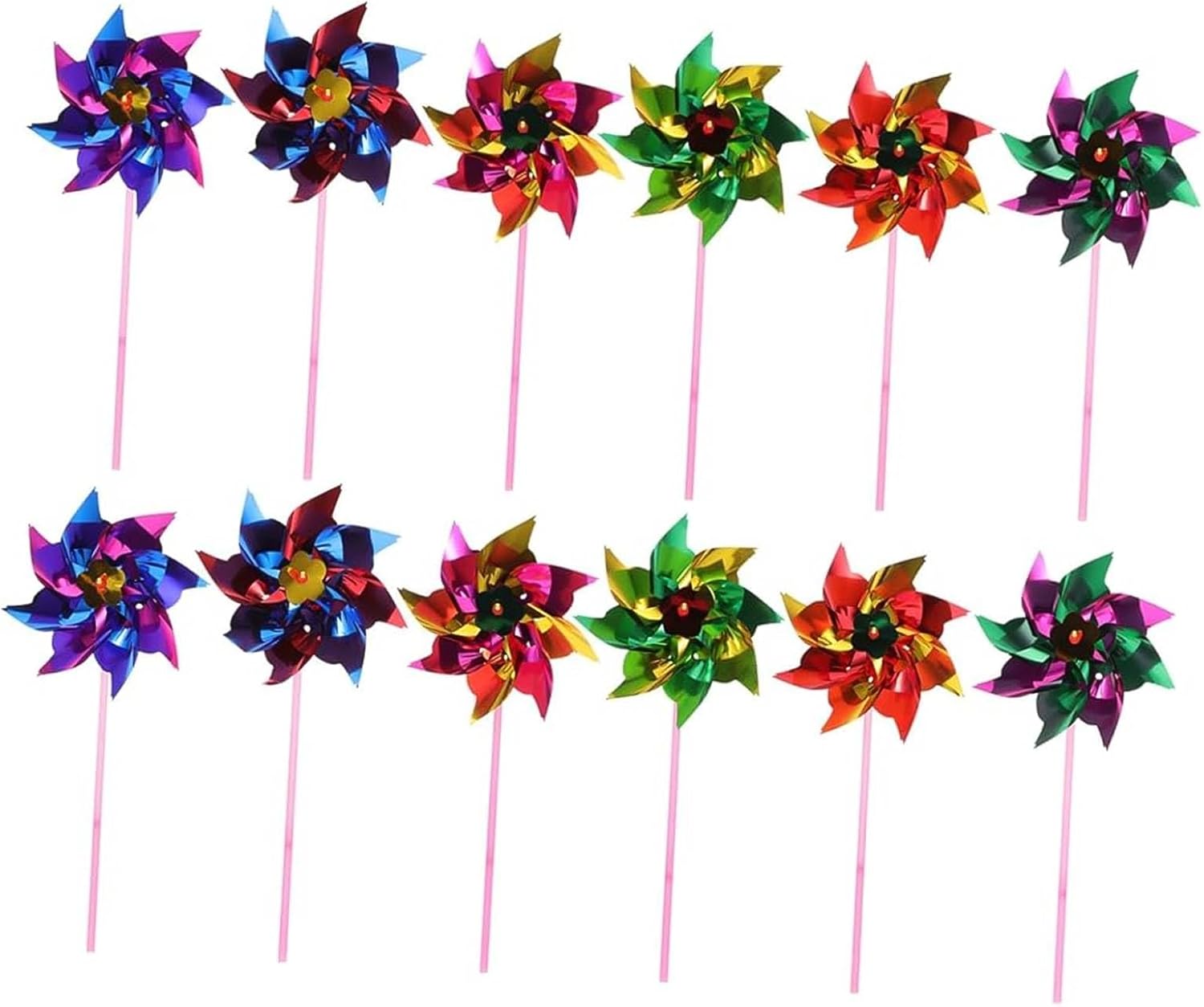 Henyall 25Pcs Rainbow Pinwheel,Colorful Plastic Windmills,Reflective ...