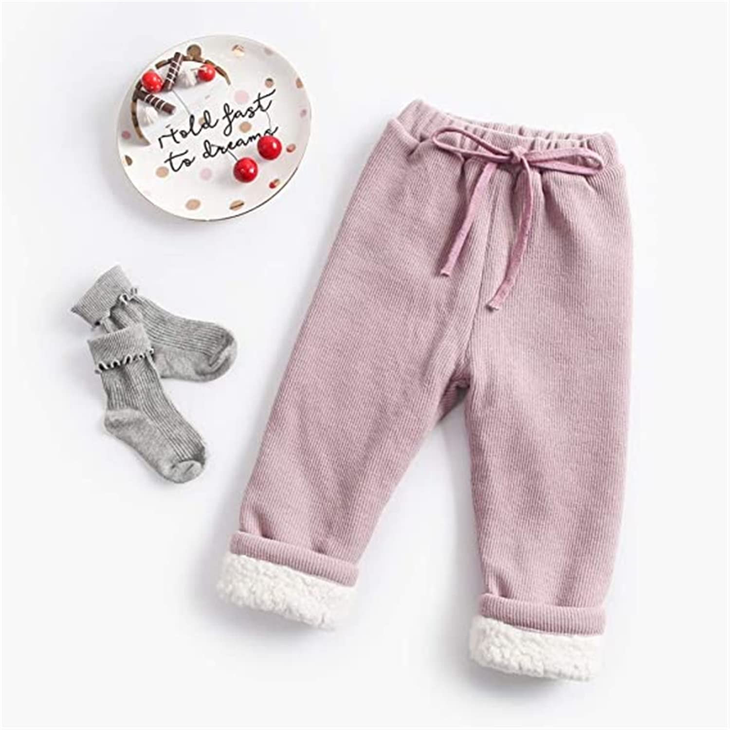 Petit bébé fille garçon hiver chaud taille haute pantalon de jogging enfant en bas âge coton cordon pantalon doublé polaire velours côtelé pantalon